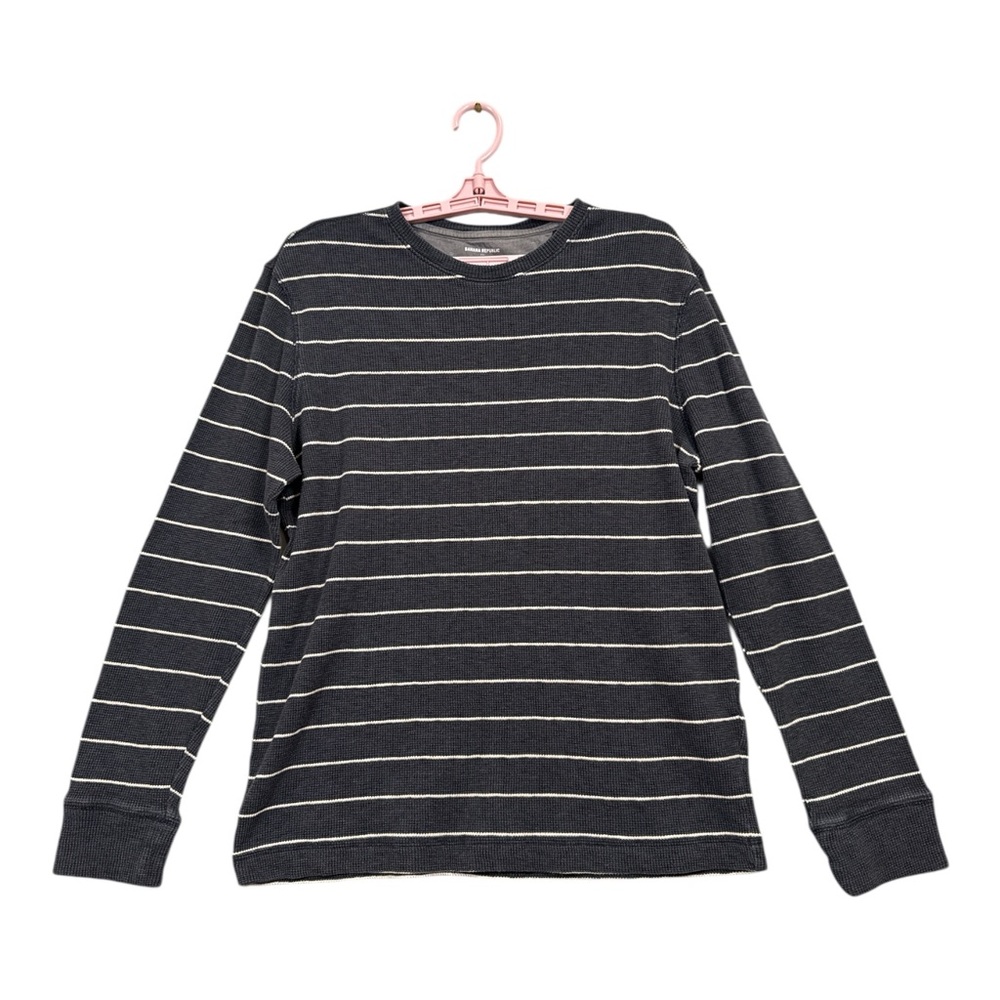 Banana Republic Men's Navy Blue Striped Sweater Long Sleeve, Size L